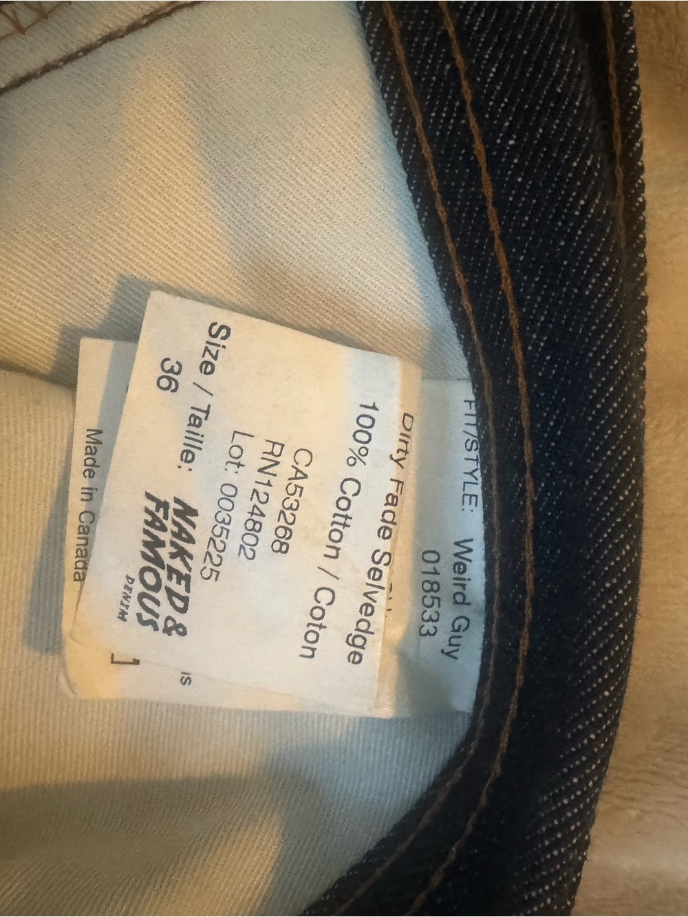 Naked & Famous Denim Weird Guy - Dirty Fade Selvedge - Size 36